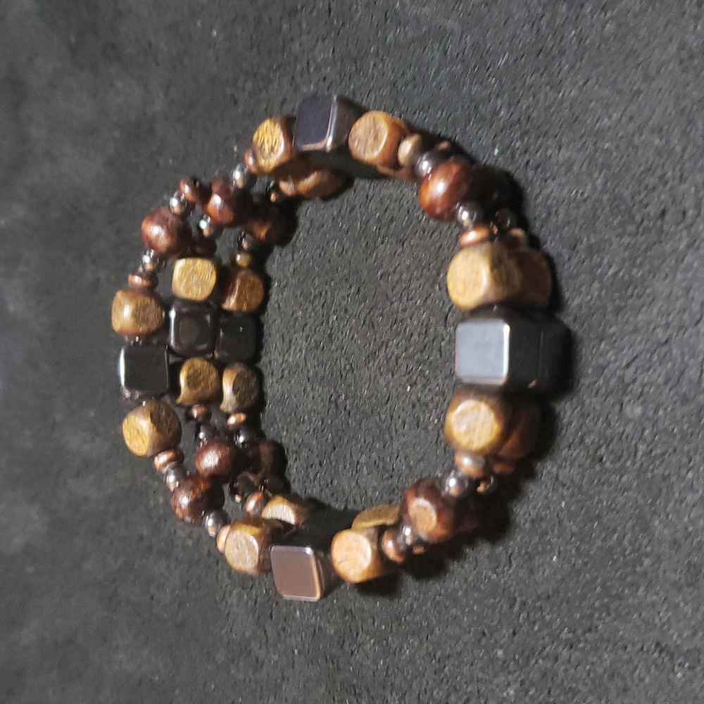 Brown and Black Beaded Bracelet